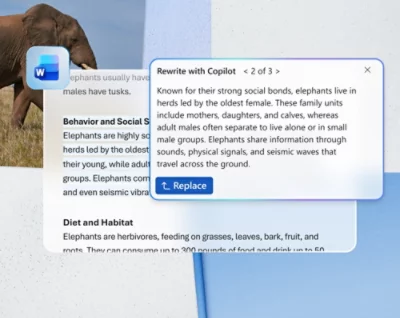 Text Elephants, intelligent and social, live in herds led by a matriarch, exhibiting complex behaviors on white background