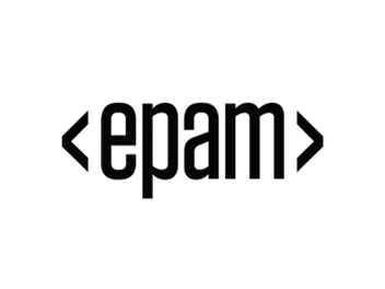 Ein schwarz-weißes Logo mit dem Schriftzug „epam“.