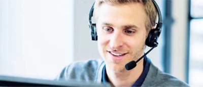 A person wearing a headset