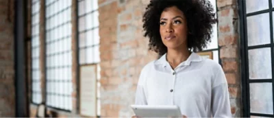 A person holding a tablet