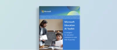 Nahaufnahme eines Buchdeckels mit dem Text Microsoft Education-Toolkit.
