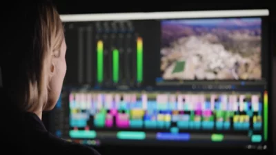 En kvinna som arbetar med skrivbordet