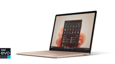 Side view of Surface Laptop 5 for Business in Sandstone.