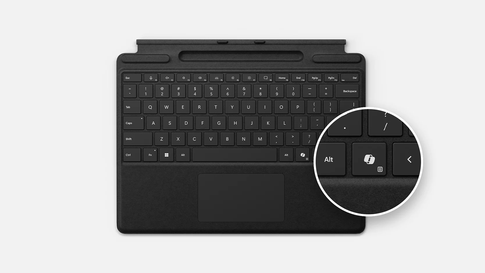 A Surface Pro Keyboard with pen storage for Business.