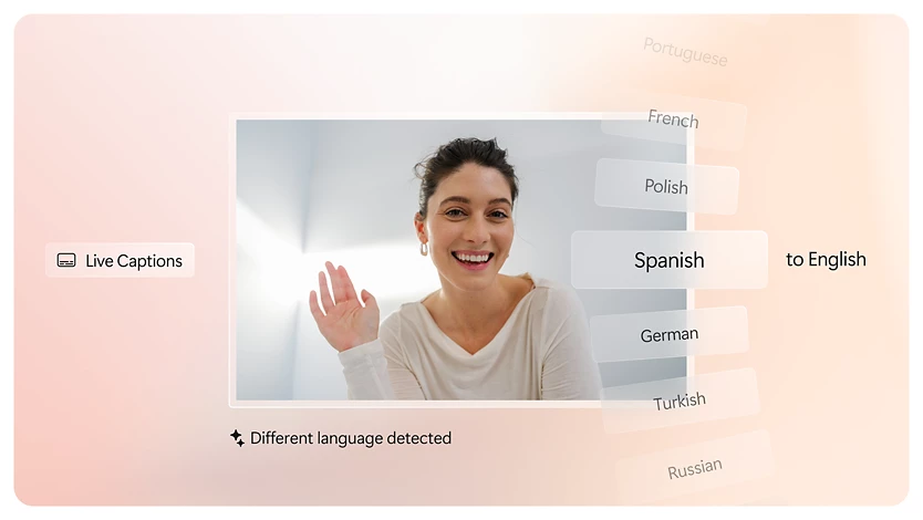 Uma pessoa utiliza legendas em tempo real num Copilot+ PC.