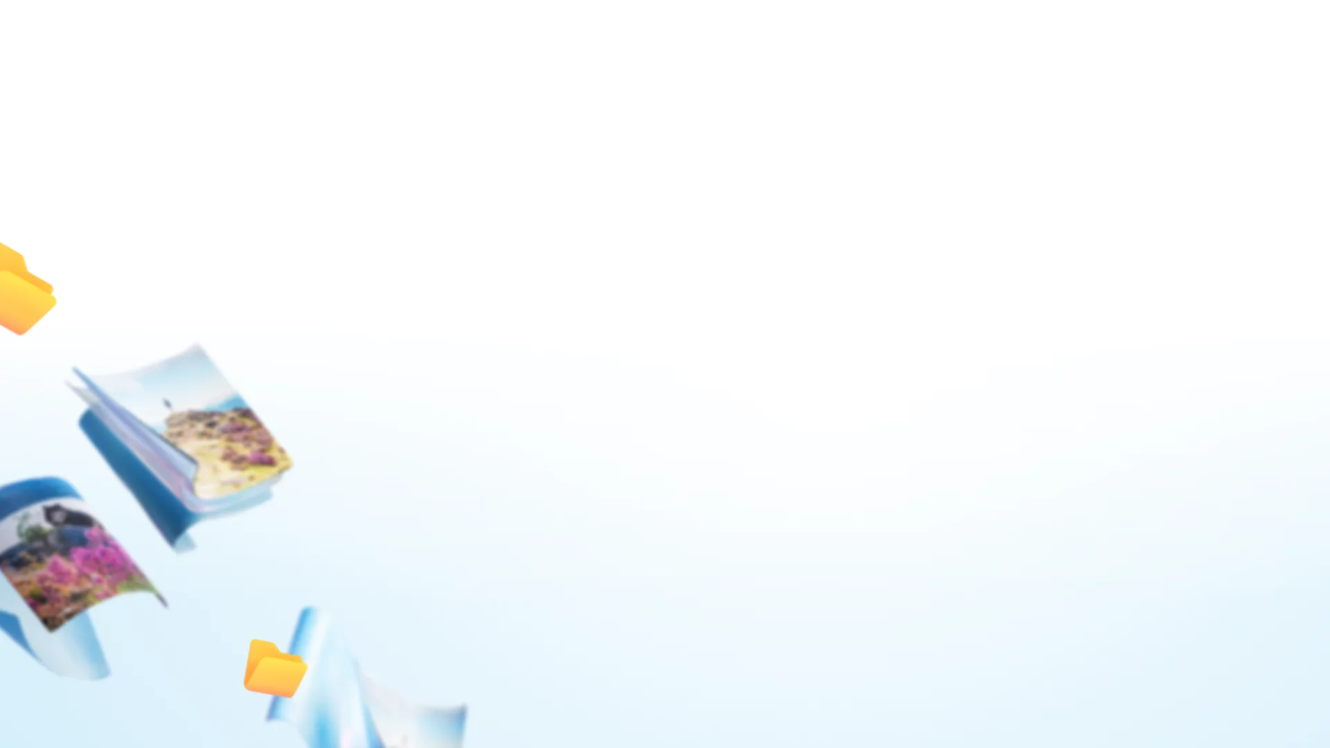 Background image of floating photographs and folders