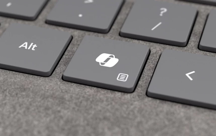Image of the Surface Pro 10 Keyboard zoomed in on the new Copilot button