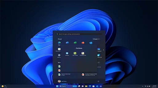 Tela de aplicativo do Windows no modo escuro sobre um plano de fundo escuro na área de trabalho do Windows