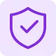 A purple shield icon with a checkmark inside it