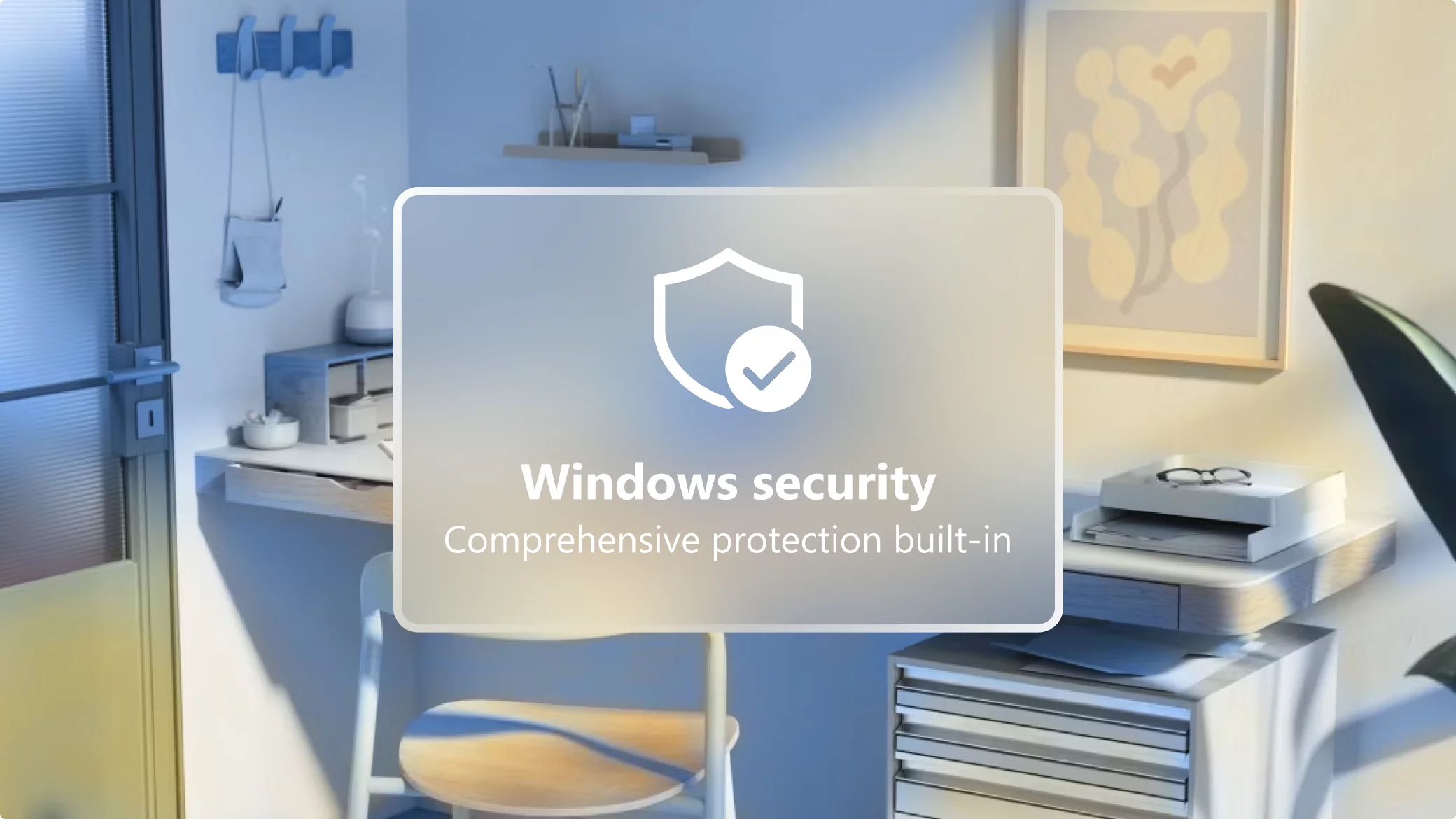 An office with a translucent security card overlaid