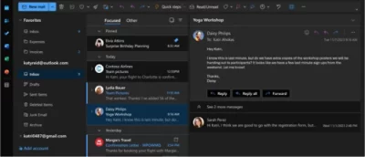 A screenshot of a mail screen