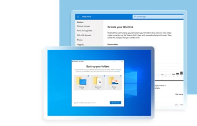 Screenshot delle impostazioni di OneDrive che visualizzano opzioni di backup per cartelle come Desktop, Documenti e Immagini