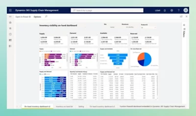 en skärmbild i Dynamics 365 som visar inventering