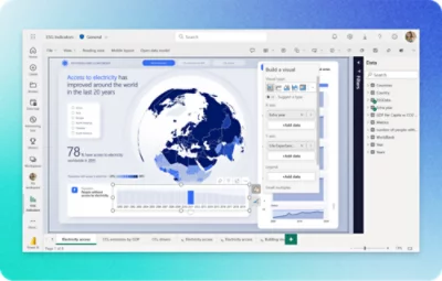 Skärmbild av datorskärm som visar en blå och vit jordglob.